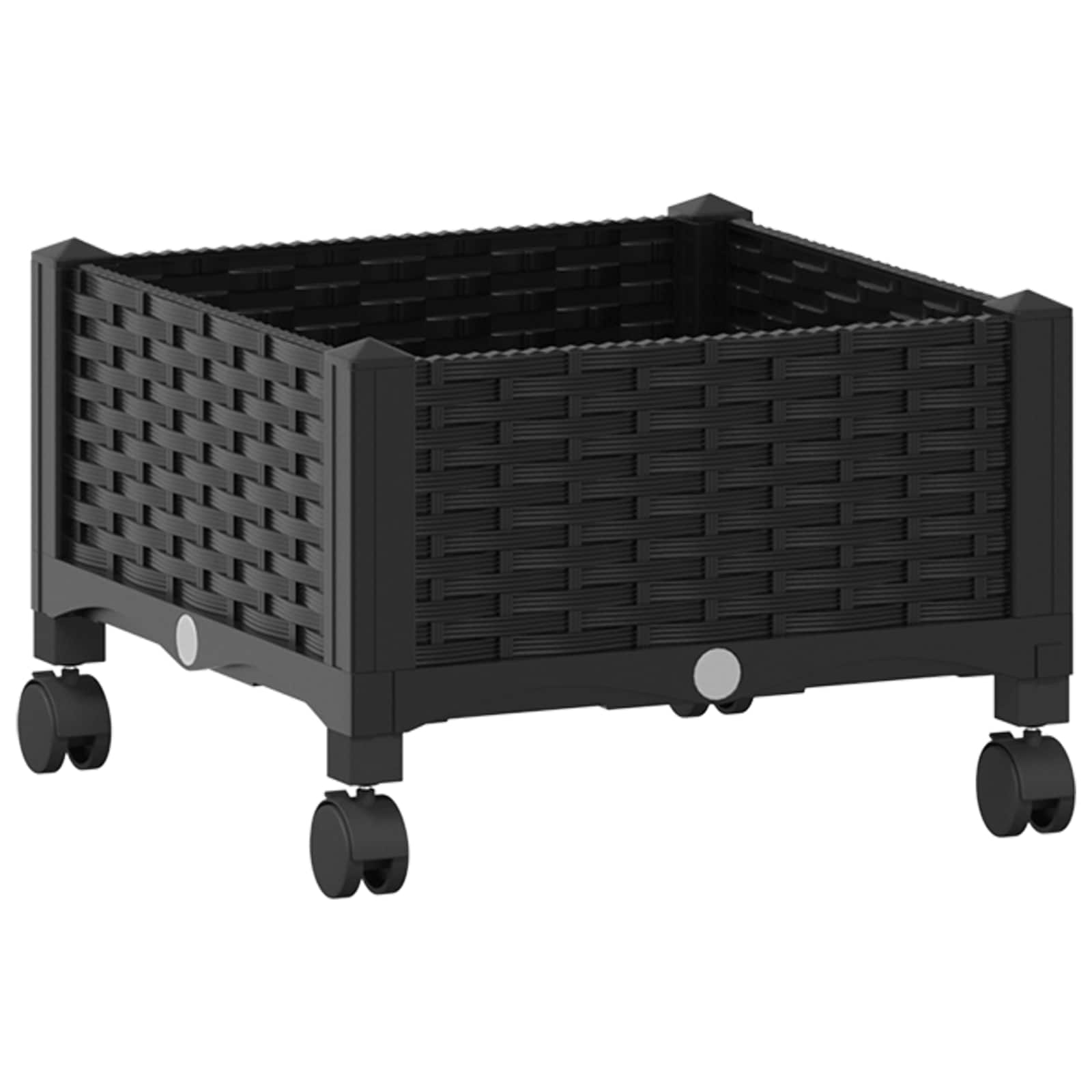 Κήπος Γλαστράκι με Ροδάκια Μαύρο 40 x 40 x 29 εκ PP - Pakobazaar