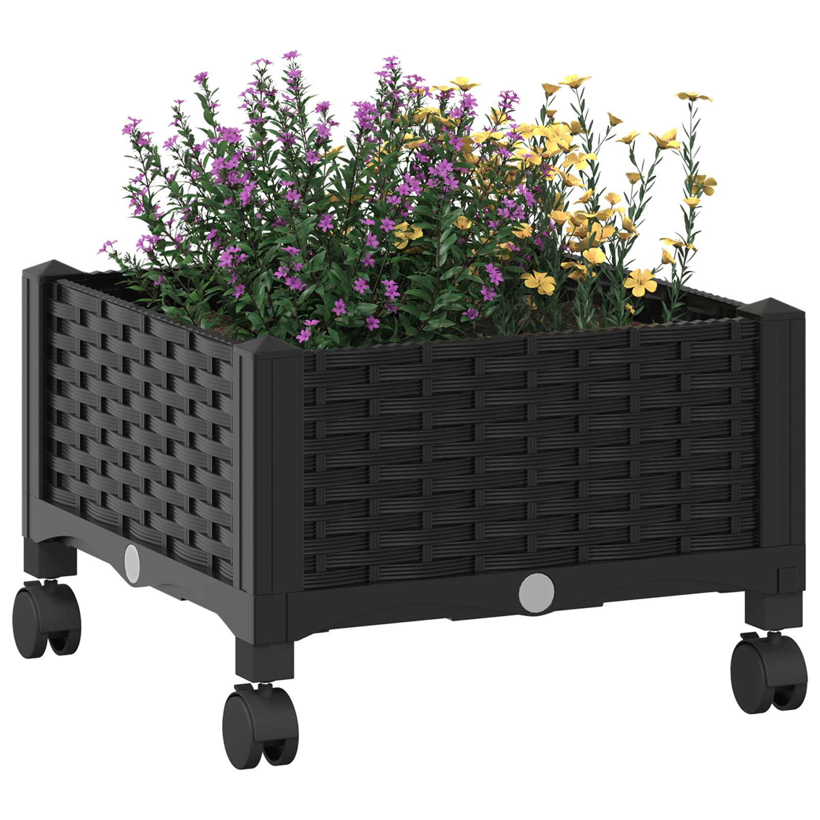 Κήπος Γλαστράκι με Ροδάκια Μαύρο 40 x 40 x 29 εκ PP - Pakobazaar