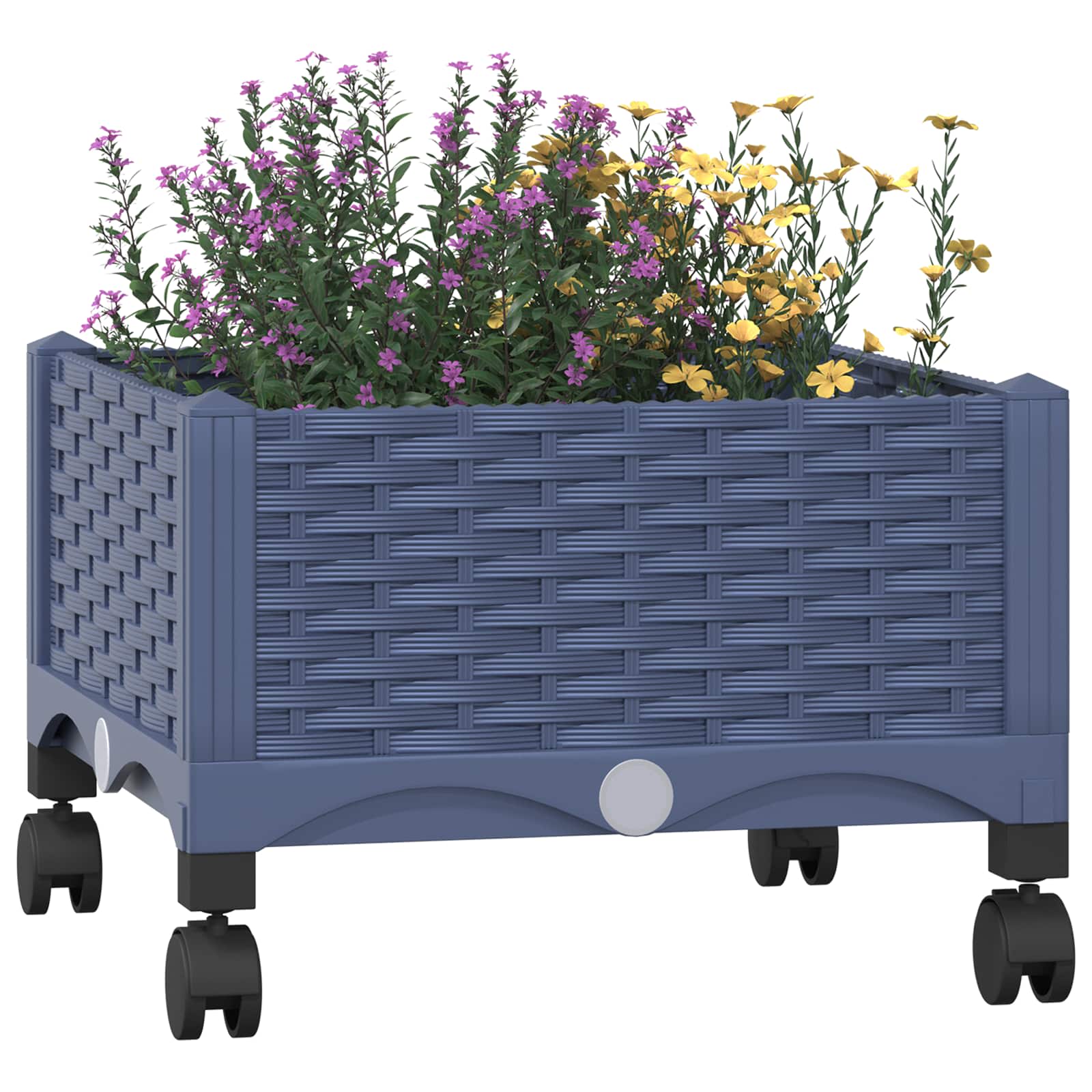 Κήπος Γλαστράκι με Ροδάκια Μπλε Γκρι 40 x 40 x 33 cm PP - Pakobazaar