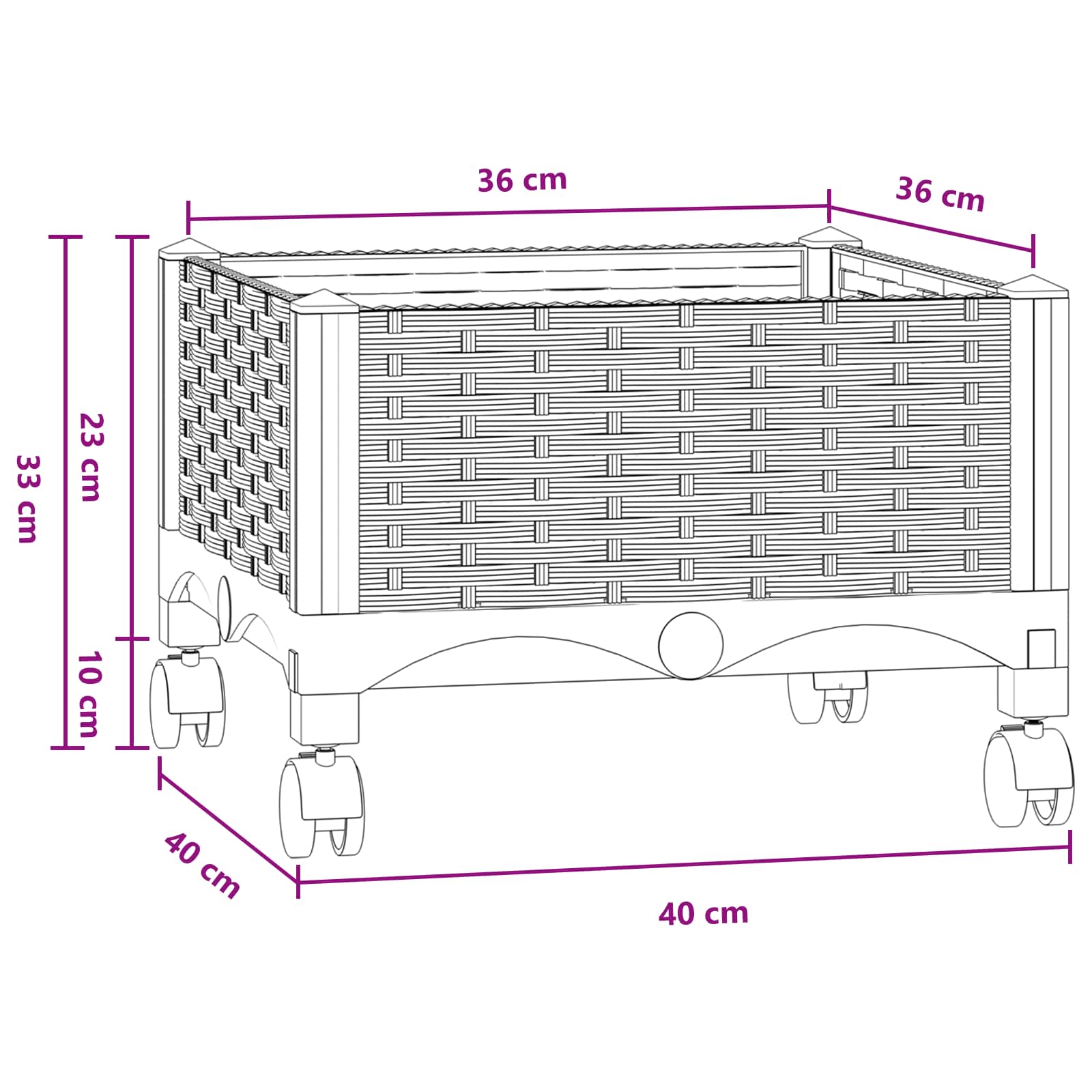 Κήπος Γλαστράκι με Ροδάκια Μπλε Γκρι 40 x 40 x 33 cm PP - Pakobazaar