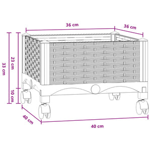 Κήπος Γλαστράκι με Ροδάκια Μπλε Γκρι 40 x 40 x 33 cm PP - Pakobazaar