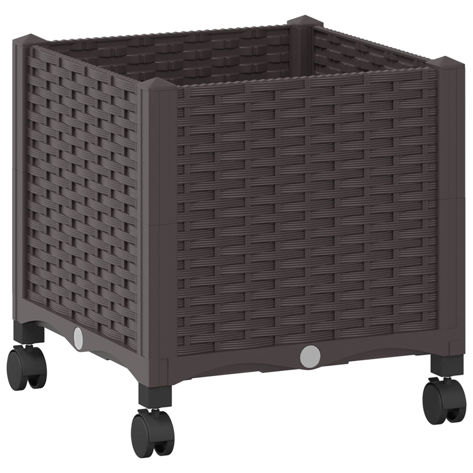 Κήπος Γλαστράκι με Ροδάκια Καφέ 40 x 40 x 44 εκ PP - Pakobazaar