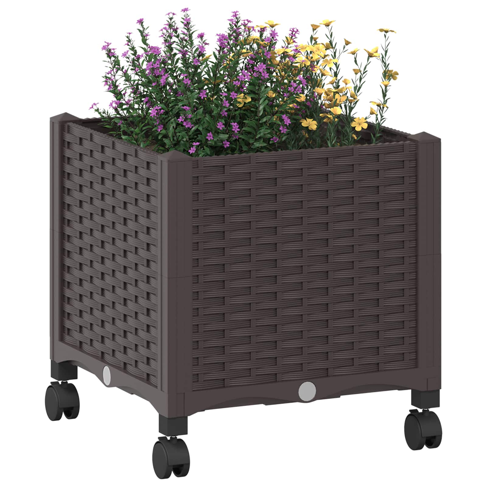 Κήπος Γλαστράκι με Ροδάκια Καφέ 40 x 40 x 44 εκ PP - Pakobazaar