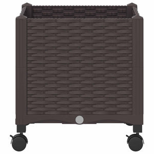 Κήπος Γλαστράκι με Ροδάκια Καφέ 40 x 40 x 44 εκ PP - Pakobazaar
