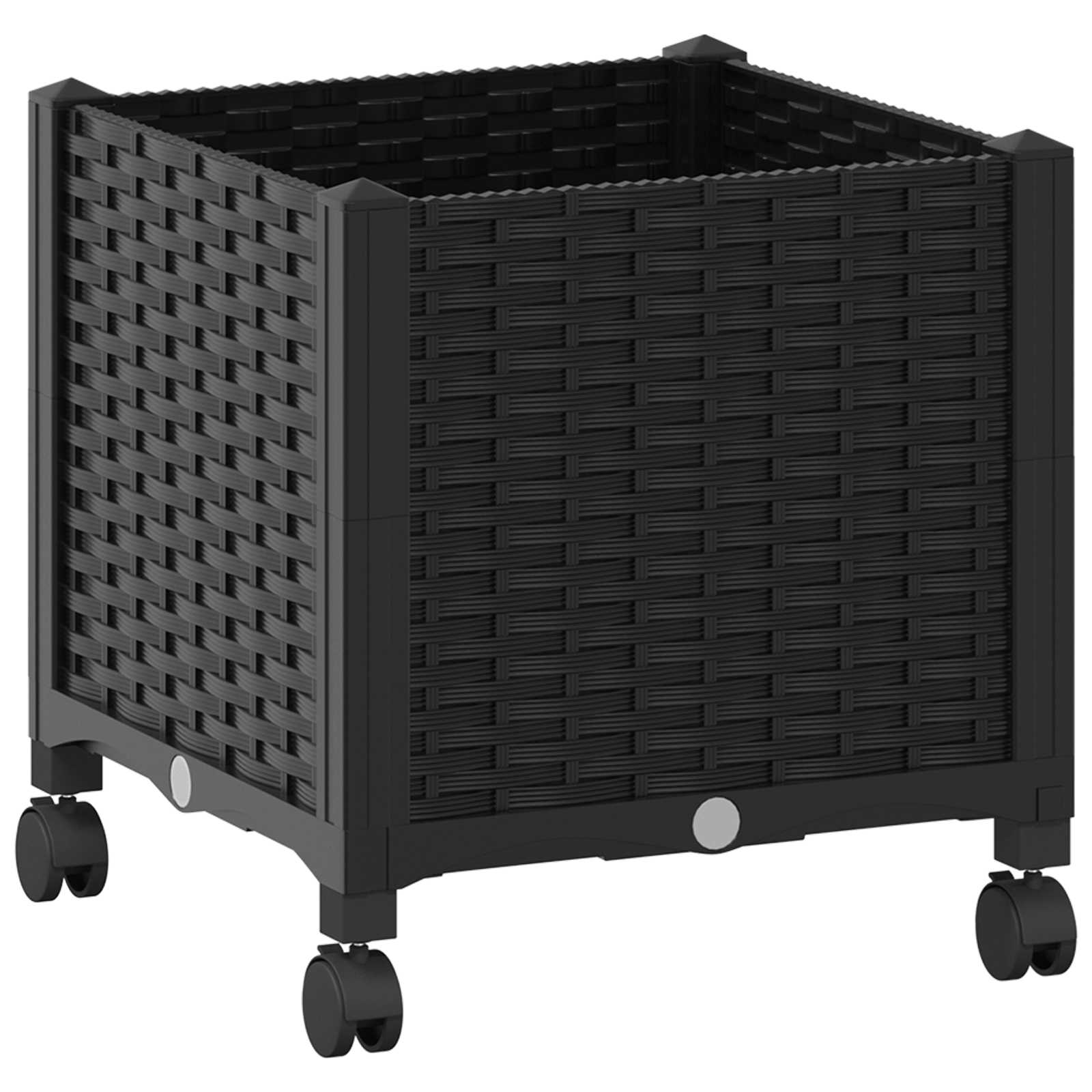 Κήπος Γλαστράκι με Ροδάκια Μαύρο 40 x 40 x 44 εκ PP - Pakobazaar