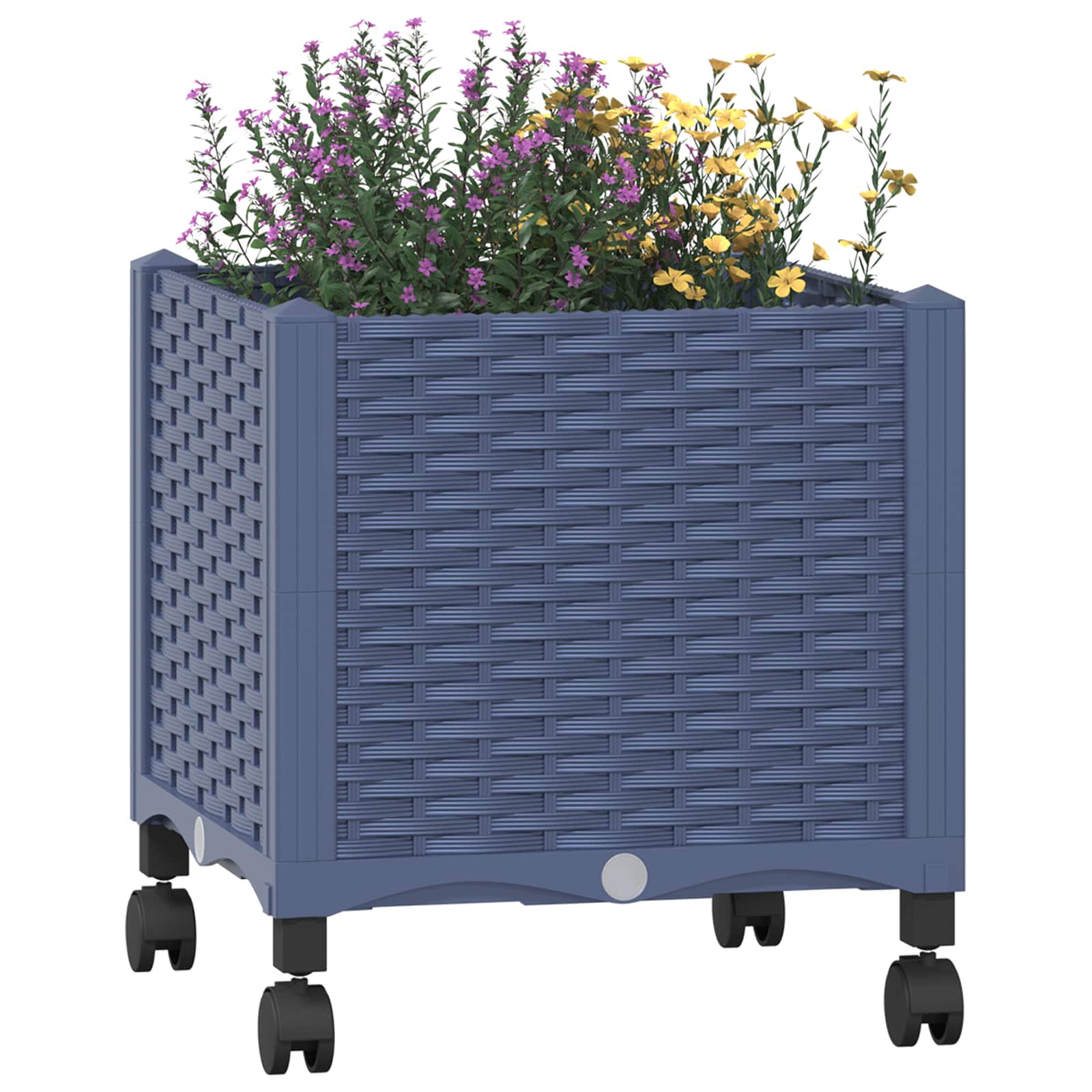 Κήπος Γλαστράκι με Ροδάκια Μπλε Γκρι 40 x 40 x 48 cm PP - Pakobazaar