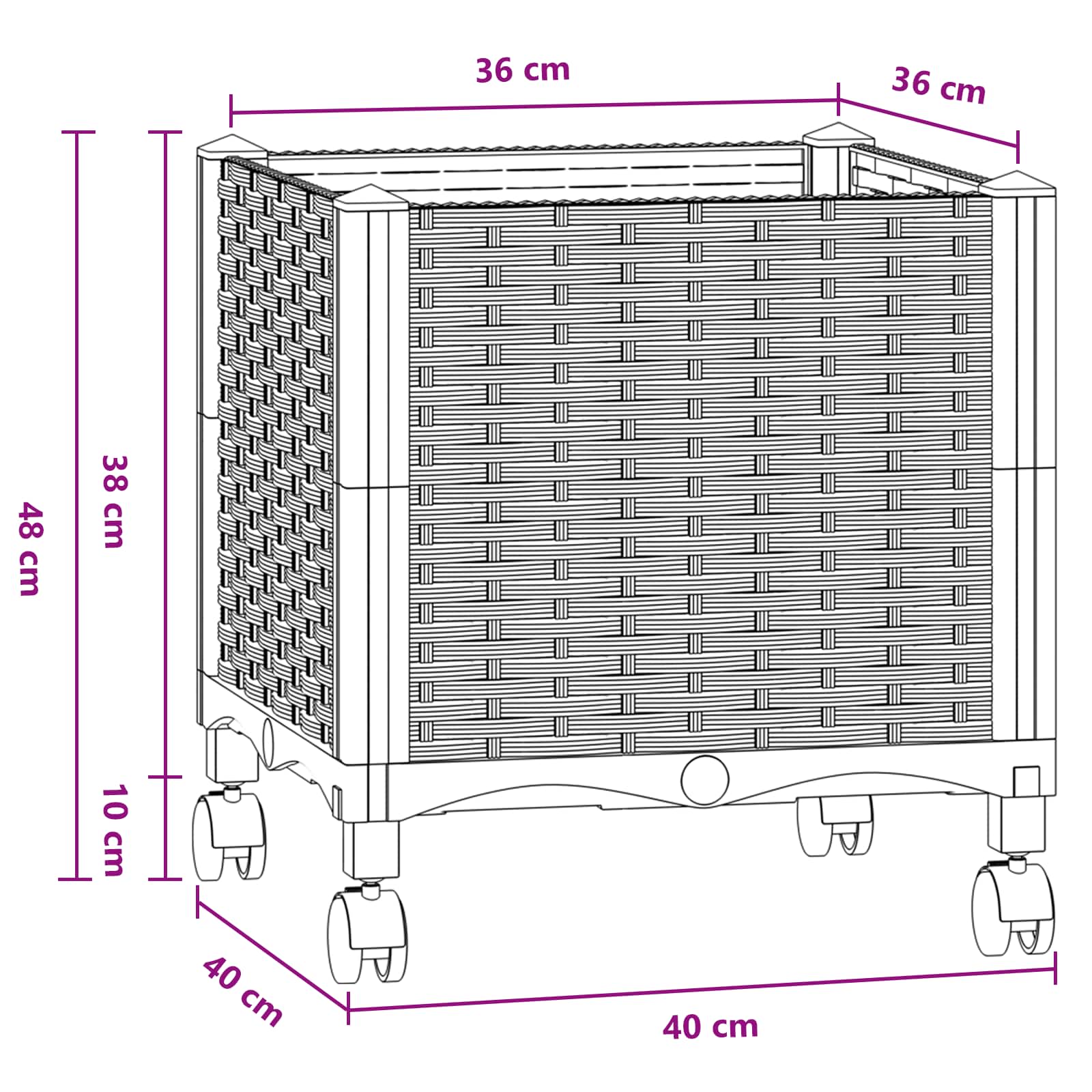 Κήπος Γλαστράκι με Ροδάκια Μπλε Γκρι 40 x 40 x 48 cm PP - Pakobazaar