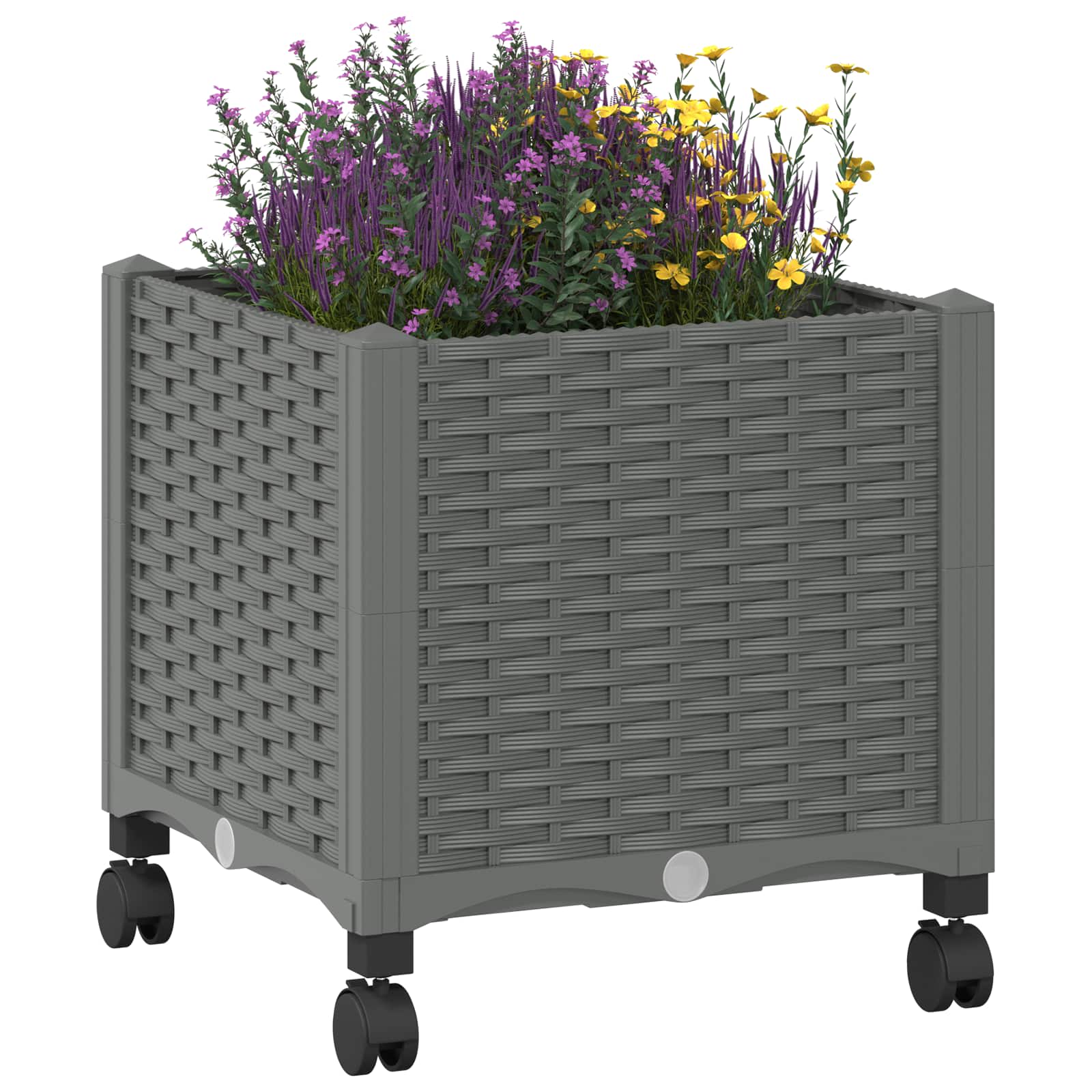 Κήπος Γλαστράκι με Ροδάκια Ανοιχτό γκρι 40 x 40 x 48 cm PP - Pakobazaar