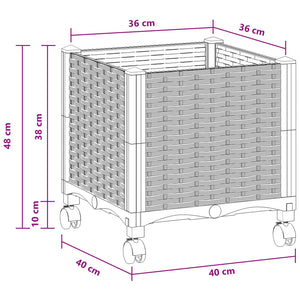 Κήπος Γλαστράκι με Ροδάκια Ανοιχτό γκρι 40 x 40 x 48 cm PP - Pakobazaar