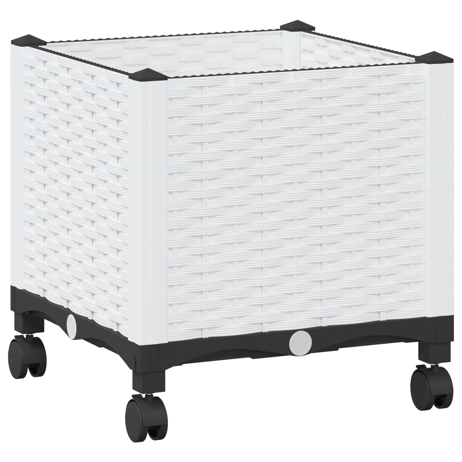 Κήπος Γλαστράκι με Ροδάκια Λευκό 40 x 40 x 48 cm PP - Pakobazaar