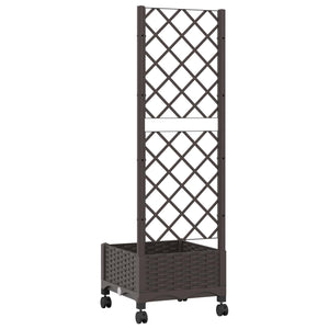 Γλάστρα κήπου με πέργκολα & τροχούς Καφέ 40 x 40 x 131,5 εκ. PP - Pakobazaar