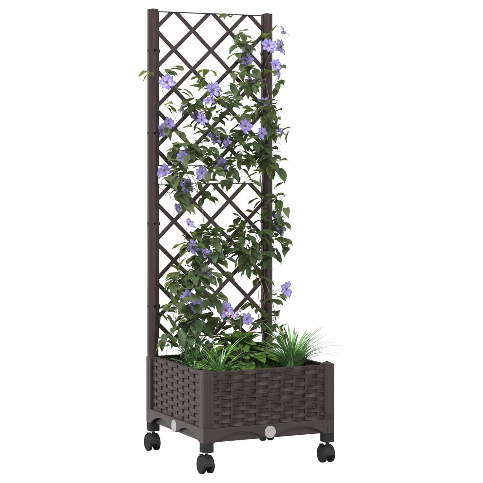 Γλάστρα κήπου με πέργκολα & τροχούς Καφέ 40 x 40 x 131,5 εκ. PP - Pakobazaar
