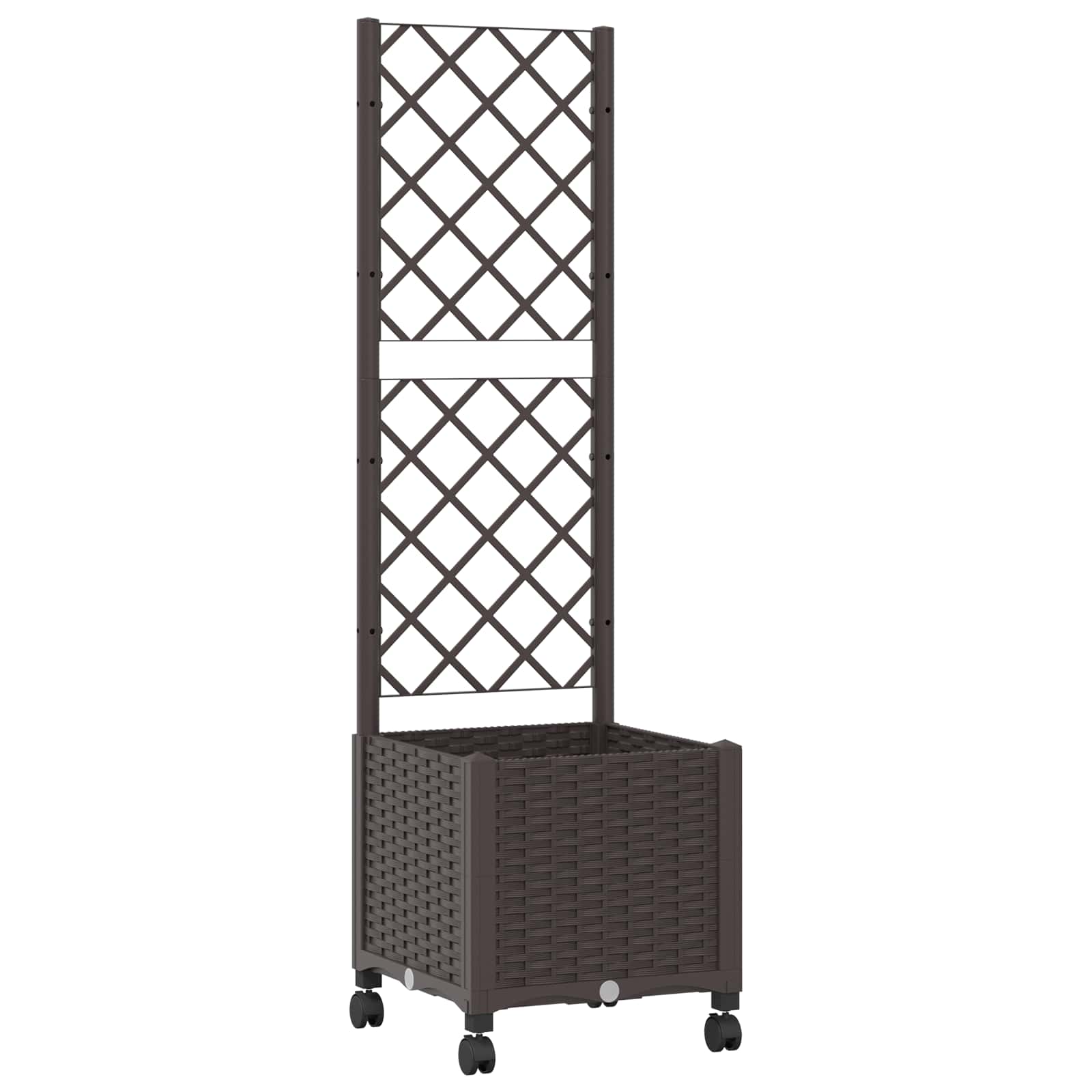 Γλάστρα κήπου με πέργκολα & τροχούς Καφέ 40 x 40 x 146 εκ PP - Pakobazaar