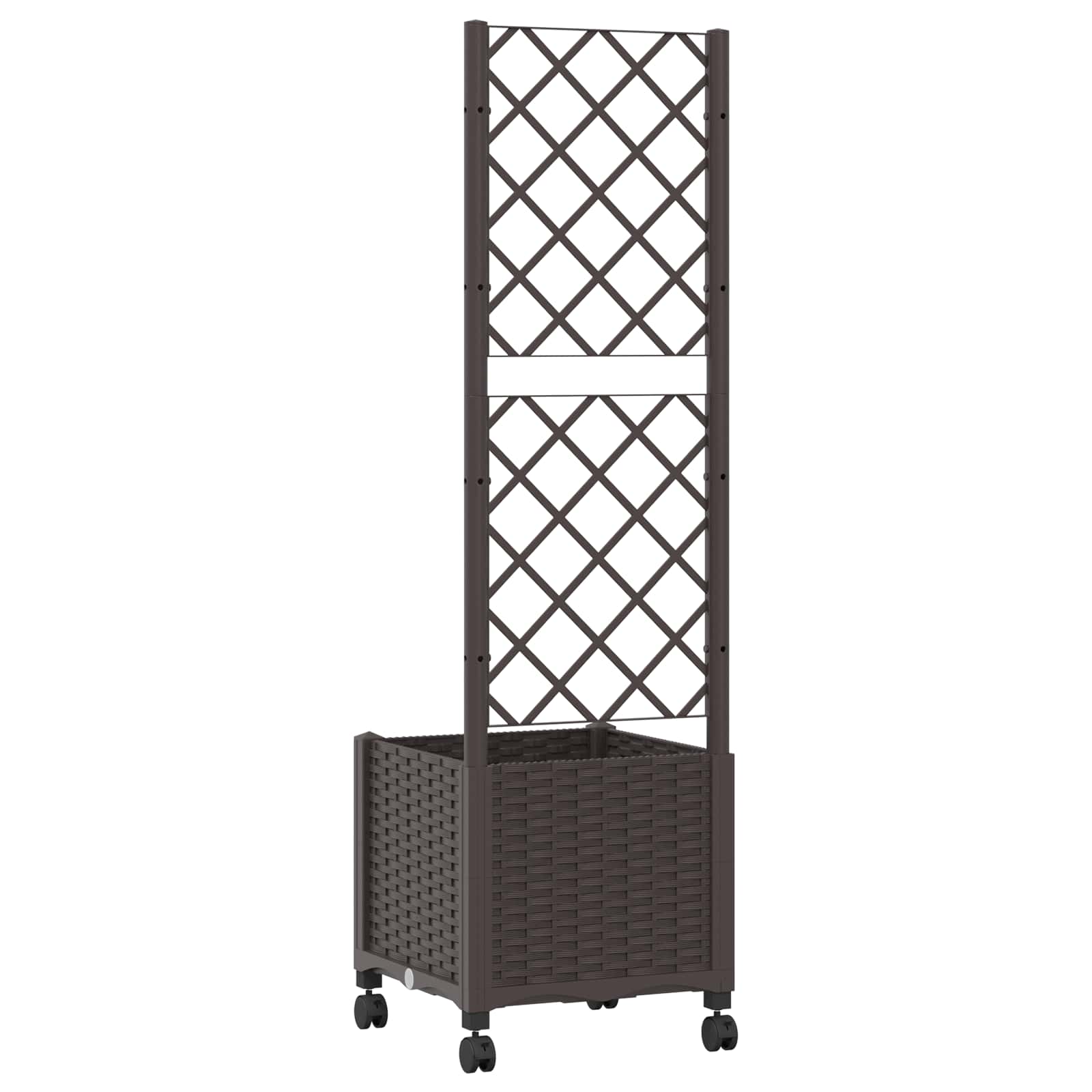 Γλάστρα κήπου με πέργκολα & τροχούς Καφέ 40 x 40 x 146 εκ PP - Pakobazaar