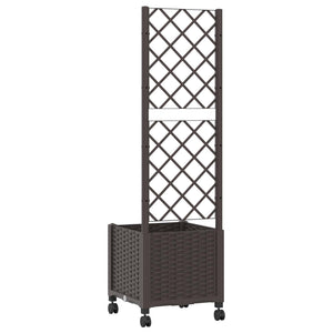 Γλάστρα κήπου με πέργκολα & τροχούς Καφέ 40 x 40 x 146 εκ PP - Pakobazaar