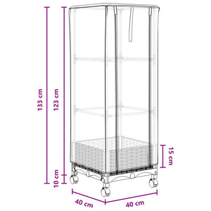 Γλάστρος Κήπου με Κάλυμμα Θερμοκηπίου και Ρόδες Μπλε Γκρι PP - Pakobazaar