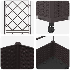 Γλάστρα κήπου με πέργκολα & τροχούς Καφέ 40 x 40 x 131,5 εκ. PP