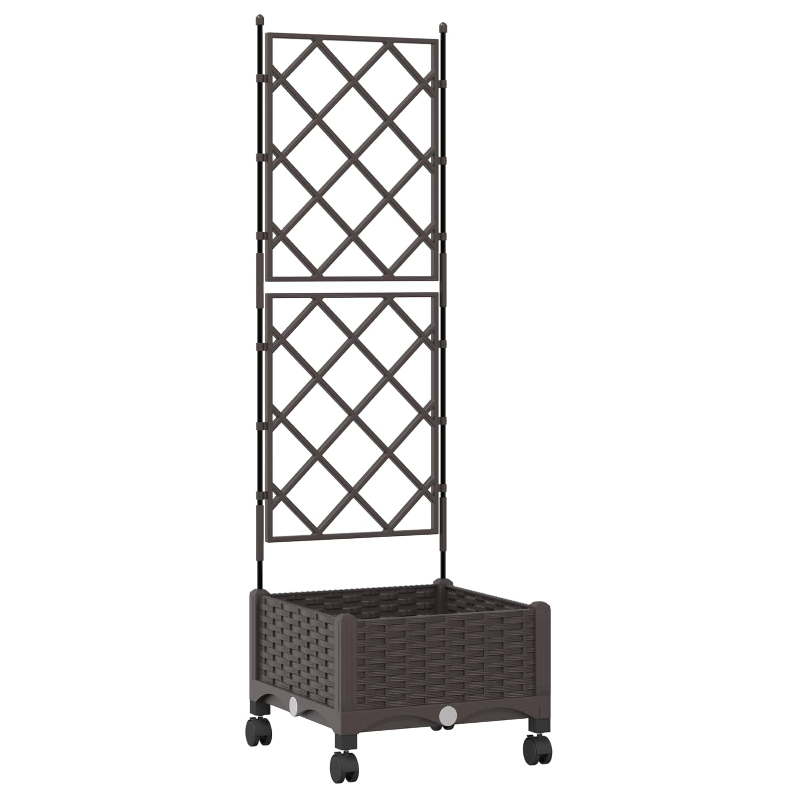 Γλάστρα κήπου με πέργκολα & τροχούς Καφέ 40 x 40 x 131,5 εκ. PP