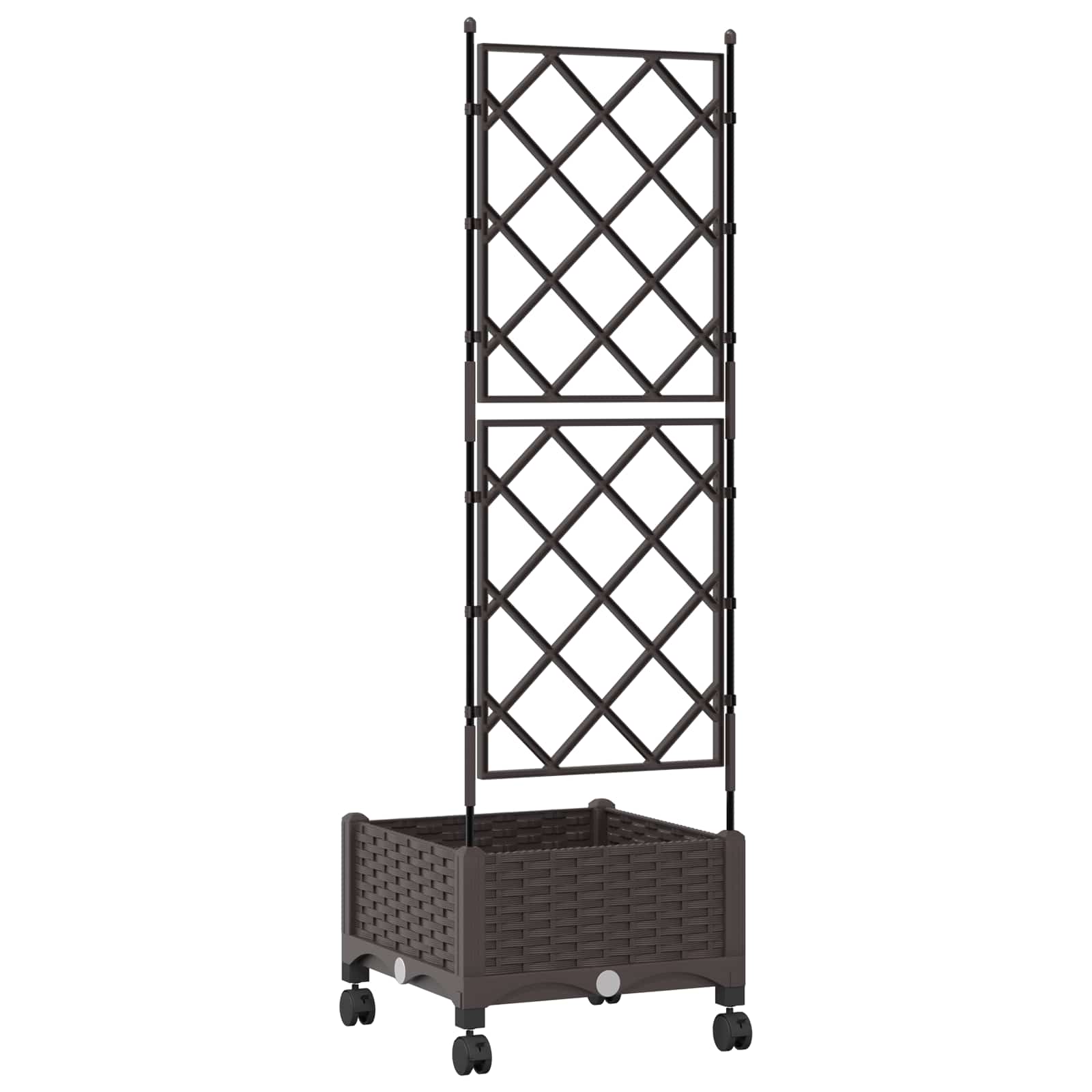 Γλάστρα κήπου με πέργκολα & τροχούς Καφέ 40 x 40 x 131,5 εκ. PP
