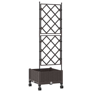 Γλάστρα κήπου με πέργκολα & τροχούς Καφέ 40 x 40 x 131,5 εκ. PP