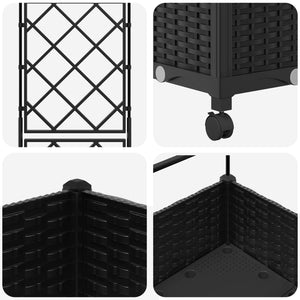 Γλάστρα κήπου με πέργκολα & τροχούς Μαύρο 40 x 40 x 131,5 εκ. - Pakobazaar
