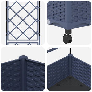 Γλάστρα κήπου με πέργκολα & τροχούς Γκρι 40 x 40 x 131,5 εκ. PP - Pakobazaar