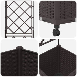 Γλάστρα κήπου με πέργκολα & τροχούς Καφέ 40 x 40 x 149 εκ PP
