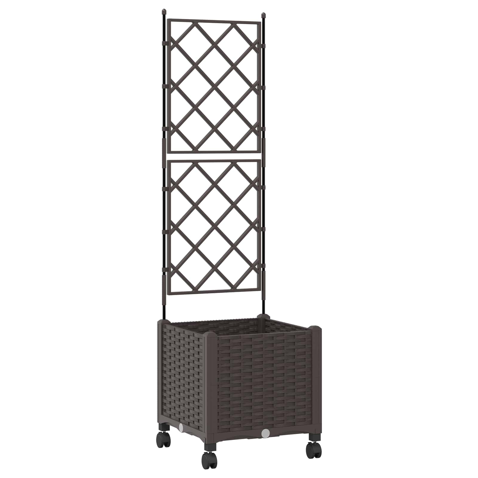 Γλάστρα κήπου με πέργκολα & τροχούς Καφέ 40 x 40 x 149 εκ PP