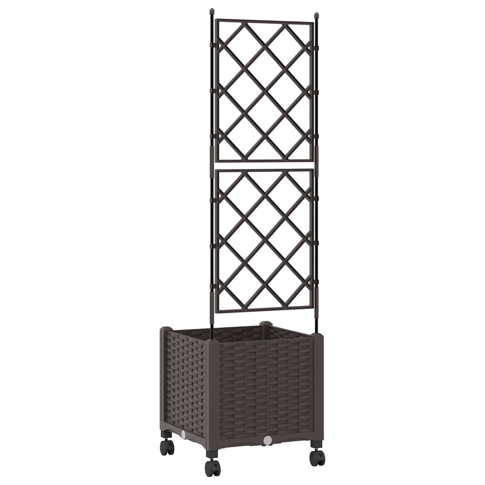 Γλάστρα κήπου με πέργκολα & τροχούς Καφέ 40 x 40 x 149 εκ PP