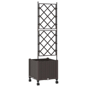 Γλάστρα κήπου με πέργκολα & τροχούς Καφέ 40 x 40 x 149 εκ PP