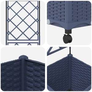 Γλάστρα κήπου με πέργκολα & τροχούς Γκρι 40 x 40 x 149 εκ PP - Pakobazaar