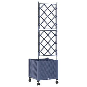 Γλάστρα κήπου με πέργκολα & τροχούς Γκρι 40 x 40 x 149 εκ PP - Pakobazaar