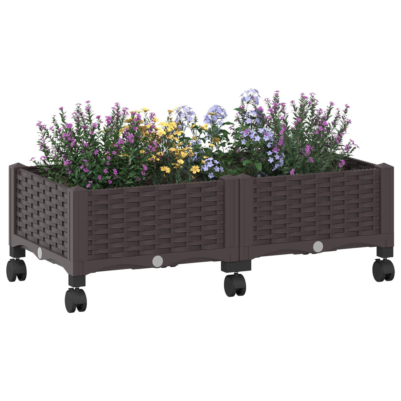 Κήπος Γλαστράκι με Ροδάκια Καφέ 80 x 40 x 29 εκ PP - Pakobazaar