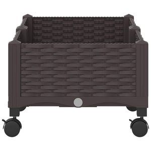 Κήπος Γλαστράκι με Ροδάκια Καφέ 80 x 40 x 29 εκ PP - Pakobazaar