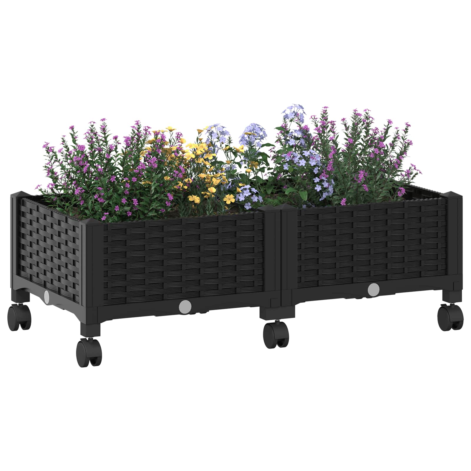 Κήπος Γλαστράκι με Ροδάκια Μαύρο 80 x 40 x 29 εκ PP - Pakobazaar