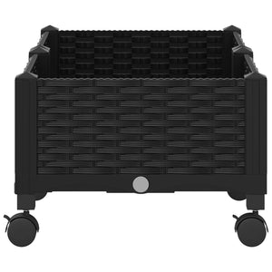 Κήπος Γλαστράκι με Ροδάκια Μαύρο 80 x 40 x 29 εκ PP - Pakobazaar
