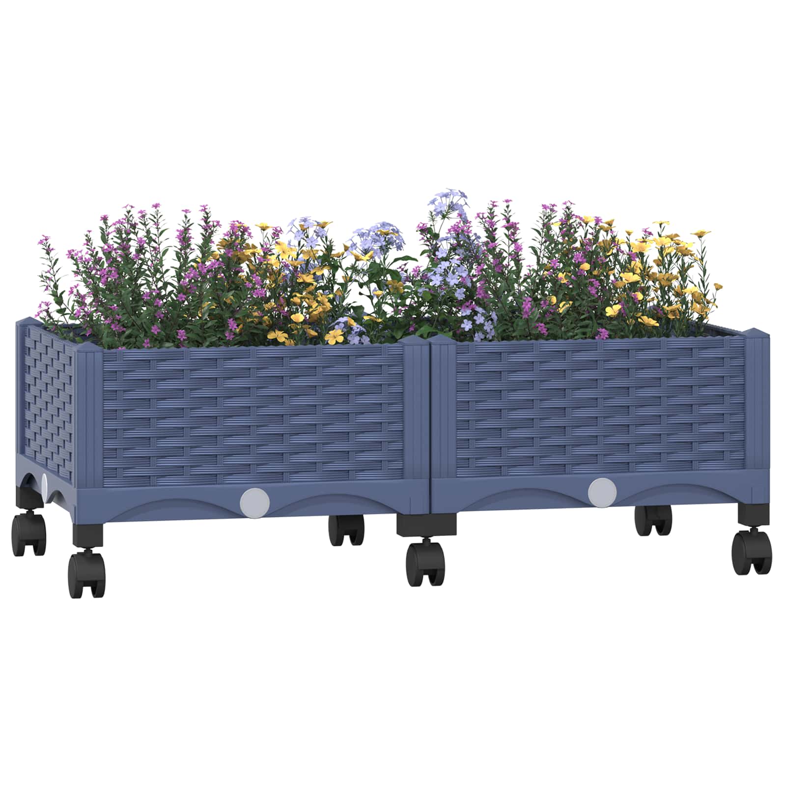 Κήπος Γλαστράκι με Ροδάκια Μπλε Γκρι 80 x 40 x 33 cm PP - Pakobazaar