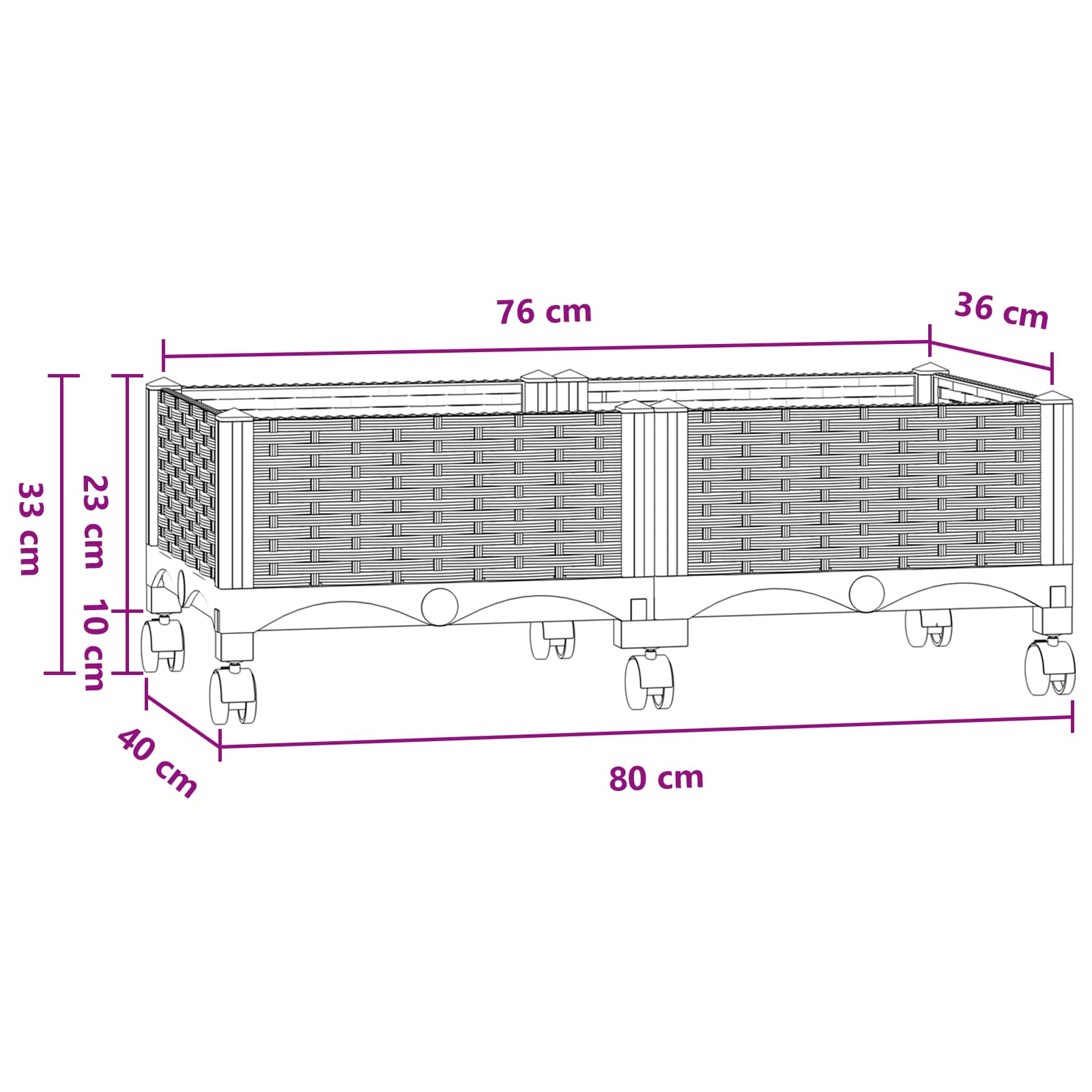 Κήπος Γλαστράκι με Ροδάκια Μπλε Γκρι 80 x 40 x 33 cm PP - Pakobazaar