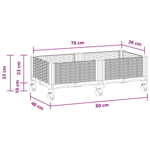 Κήπος Γλαστράκι με Ροδάκια Ανοιχτό γκρι 80 x 40 x 33 cm PP - Pakobazaar