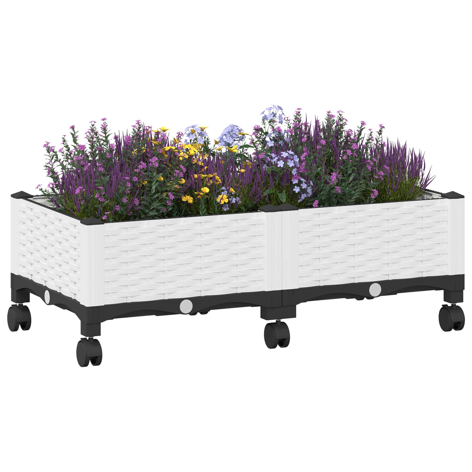 Κήπος Γλαστράκι με Ροδάκια Λευκό 80 x 40 x 33 cm PP - Pakobazaar