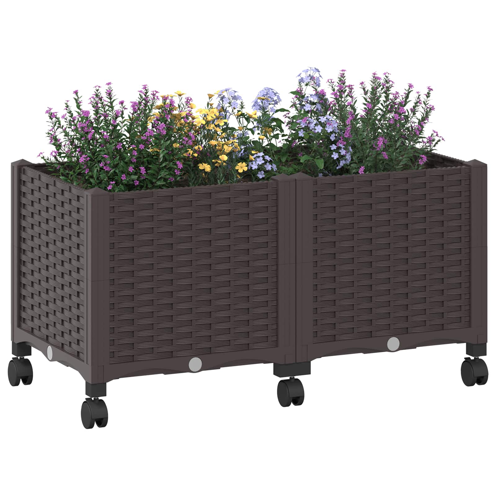 Κήπος Γλαστράκι με Ροδάκια Καφέ 80 x 40 x 44 εκ PP - Pakobazaar