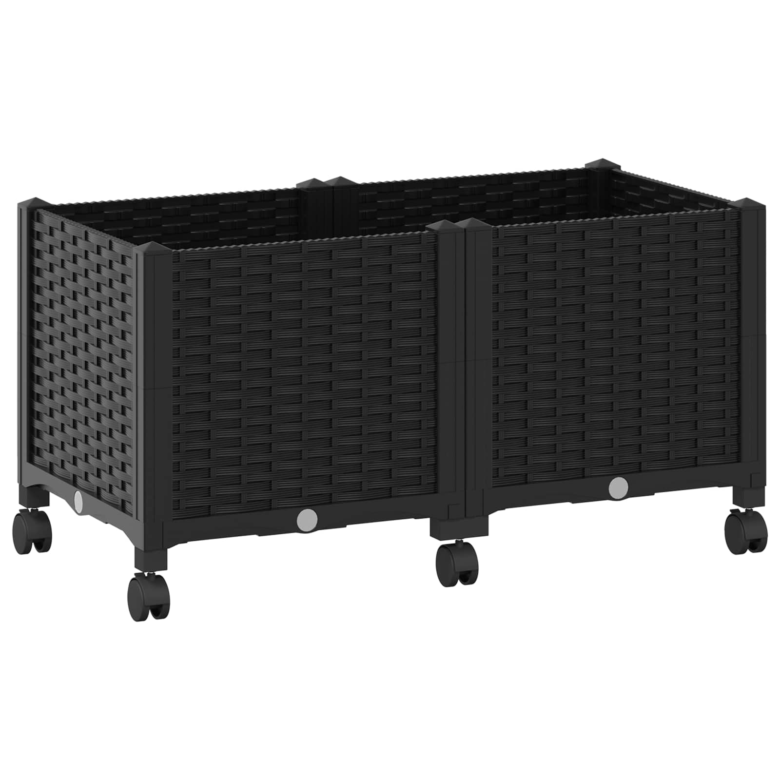 Κήπος Γλαστράκι με Ροδάκια Μαύρο 80 x 40 x 44 εκ PP - Pakobazaar