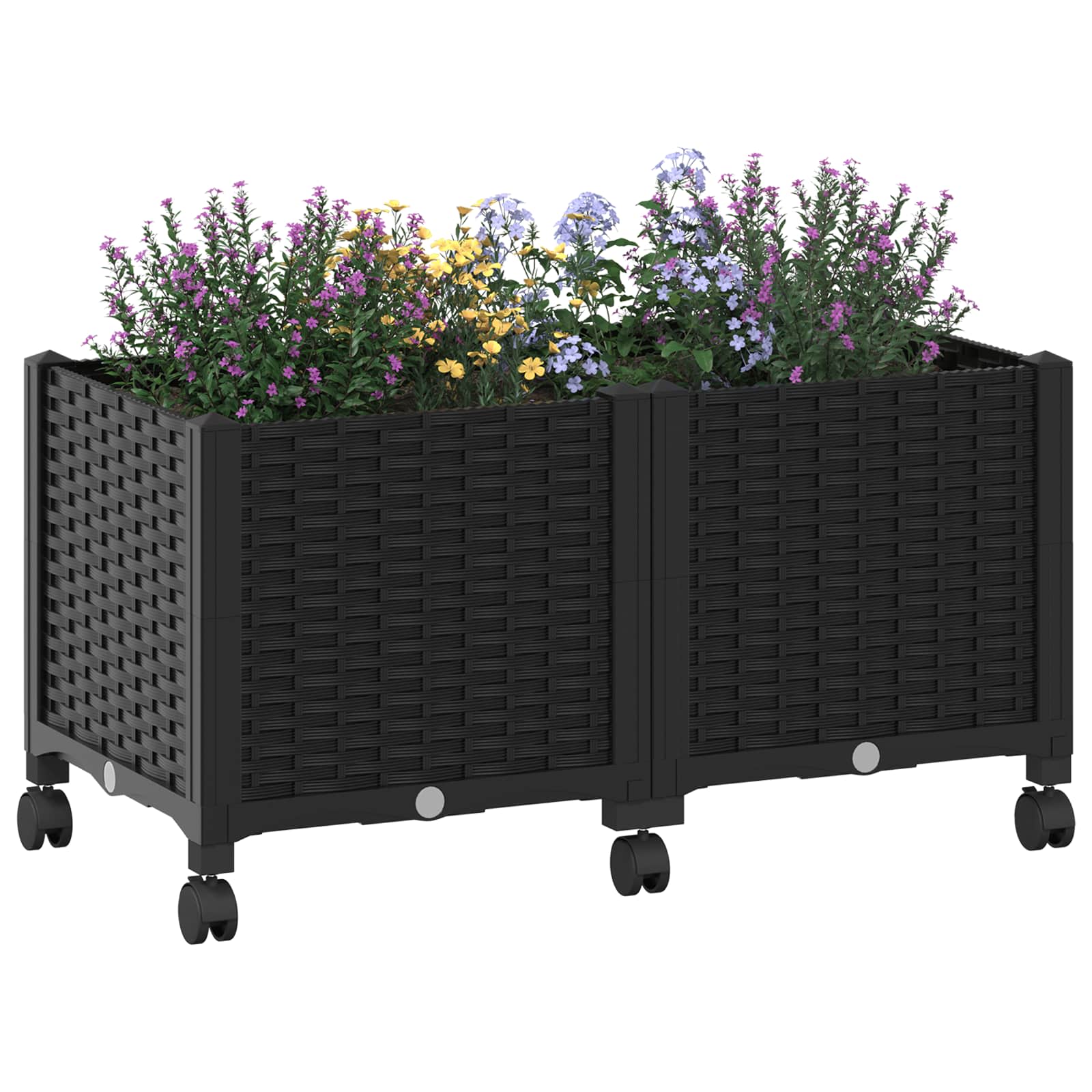 Κήπος Γλαστράκι με Ροδάκια Μαύρο 80 x 40 x 44 εκ PP - Pakobazaar