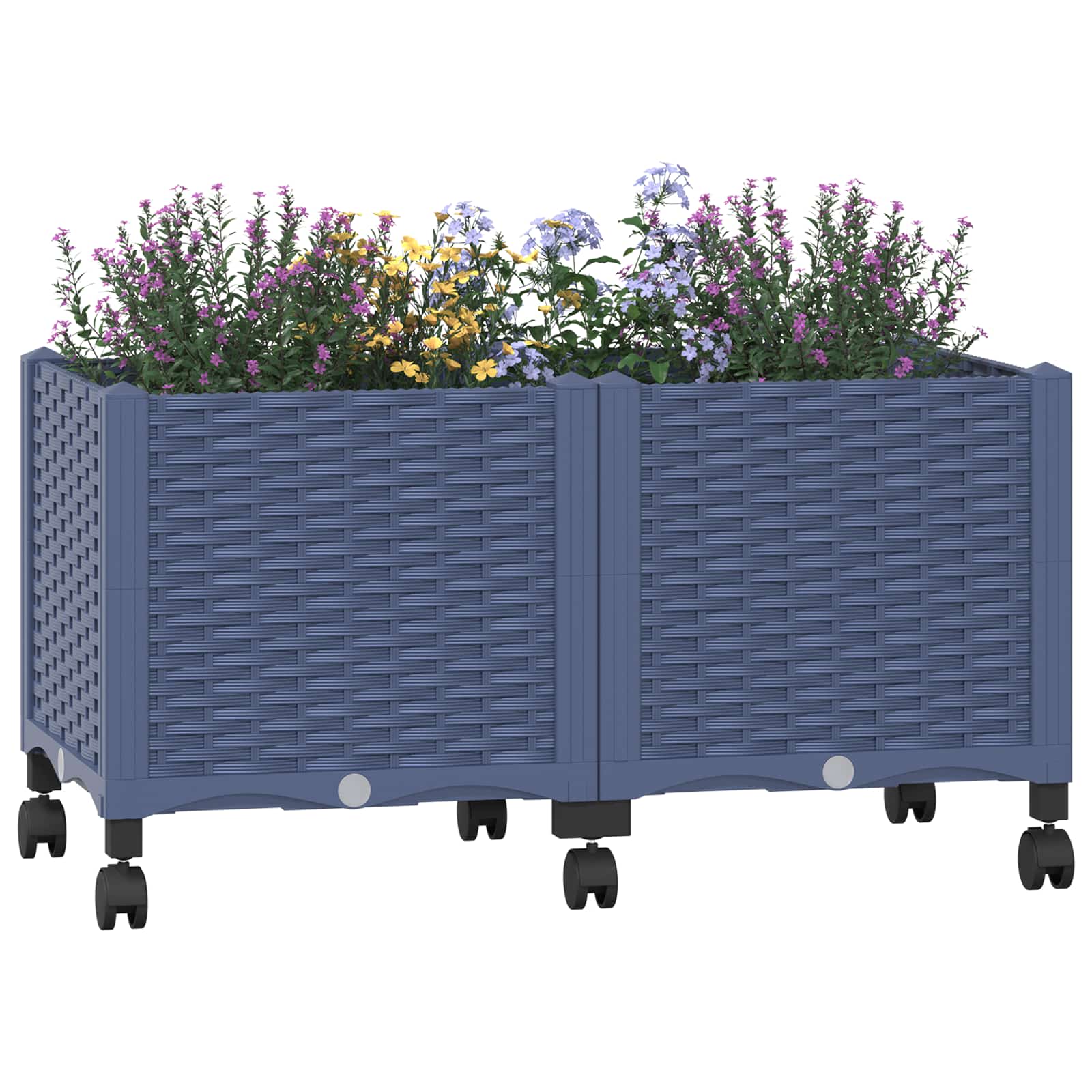Κήπος Γλαστράκι με Ροδάκια Μπλε Γκρι 80 x 40 x 48 cm PP - Pakobazaar