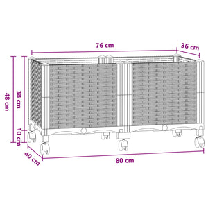 Κήπος Γλαστράκι με Ροδάκια Μπλε Γκρι 80 x 40 x 48 cm PP - Pakobazaar