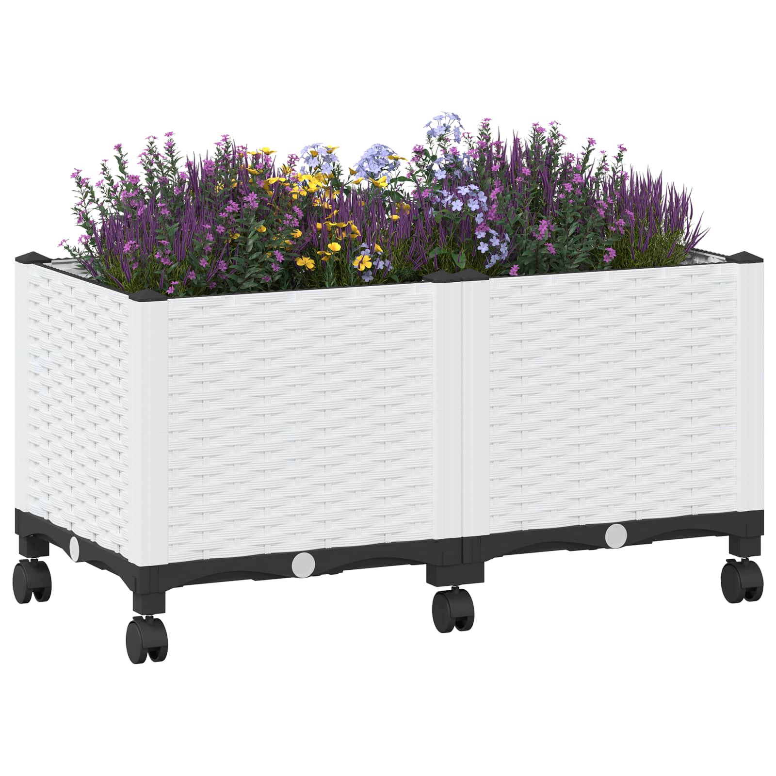 Κήπος Γλαστράκι με Ροδάκια Λευκό 80 x 40 x 48 cm PP - Pakobazaar