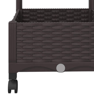 Γλάστρα κήπου με πέργκολα & τροχούς Καφέ 80 x 40 x 131,5 εκ. PP - Pakobazaar