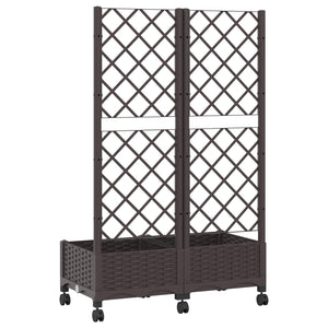 Γλάστρα κήπου με πέργκολα & τροχούς Καφέ 80 x 40 x 131,5 εκ. PP - Pakobazaar