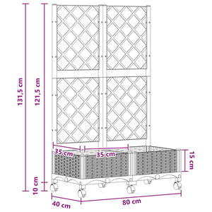 Γλάστρα κήπου με πέργκολα & τροχούς Καφέ 80 x 40 x 131,5 εκ. PP - Pakobazaar
