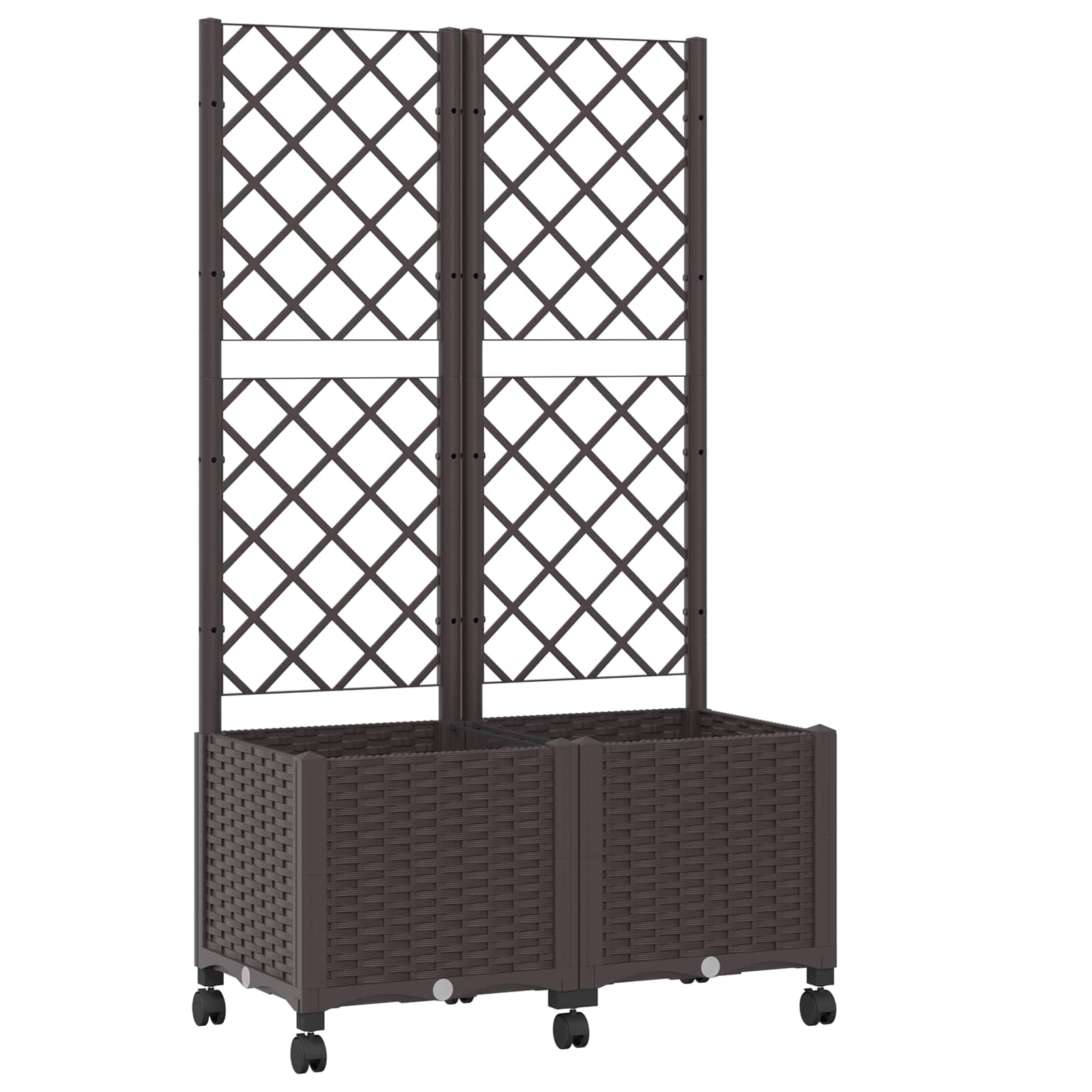 Γλάστρα κήπου με πέργκολα & τροχούς Καφέ 80 x 40 x 146 εκ PP - Pakobazaar
